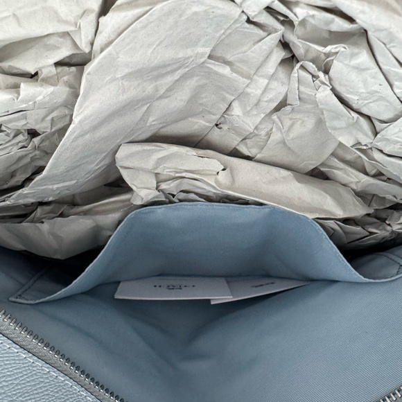 Coach Sky Blue Leather Zip Top Tote Bag - Picture 10 of 13